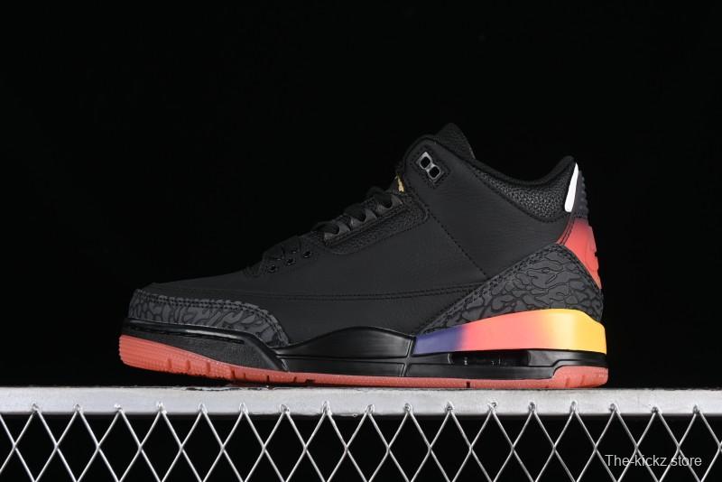 Nike Air Jordan 3 Retro "Rio" Collaboration Sneakers with Gradient Heel and J Balvin Logo - FN0344-001