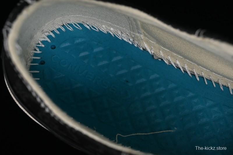 Clot x Fragment Design x Converse Custom Triple Collaboration Low-Top Sneakers with Distressed Black Silk and Brier Pattern - A10925C