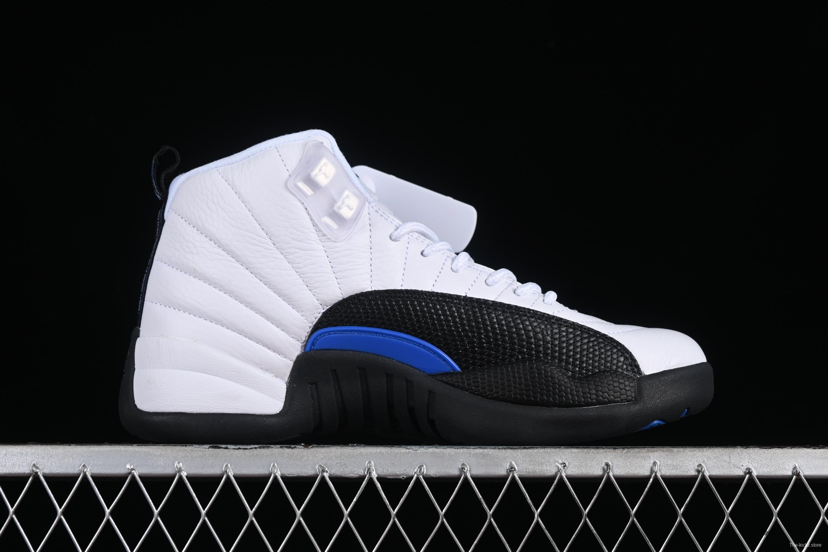 Nike Air Jordan 12 Retro Basketball Shoes in White Black Blue - CT8013-140