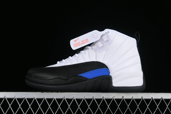 Nike Air Jordan 12 Retro Basketball Shoes in White Black Blue - CT8013-140