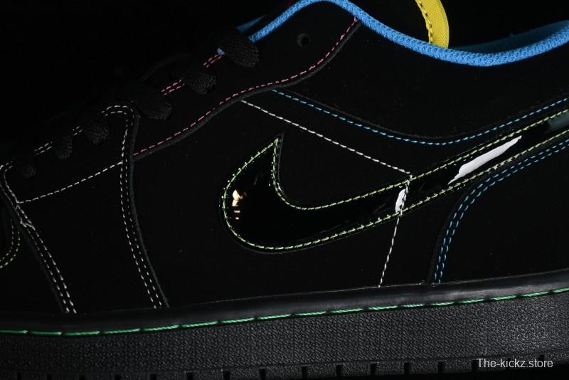 Nike Air Jordan 1 Low AJ1 Black Green Low Top Lifestyle Basketball Shoes - 338145-003