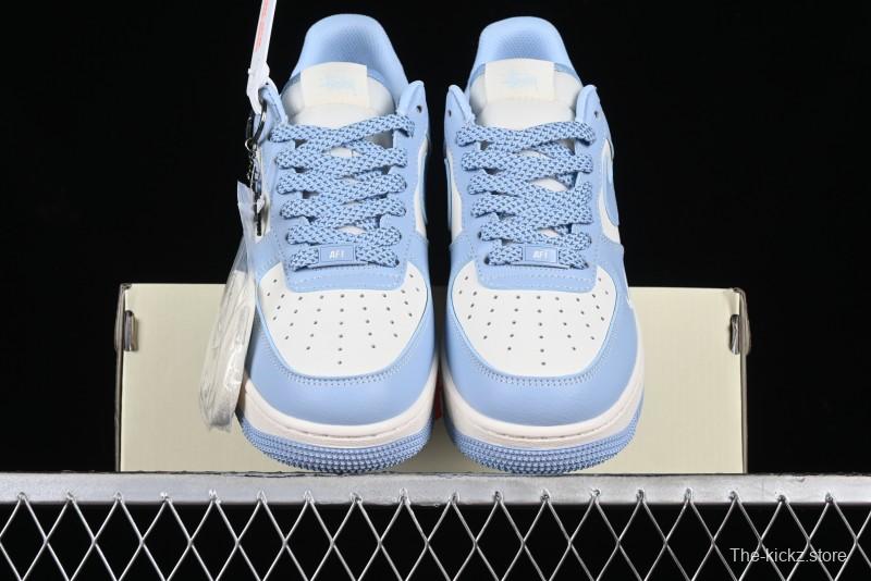 Nike Air Force 1 '07 Low Stussy Collaboration - Sky Blue Low-Top Casual Sneakers - BB9599-201