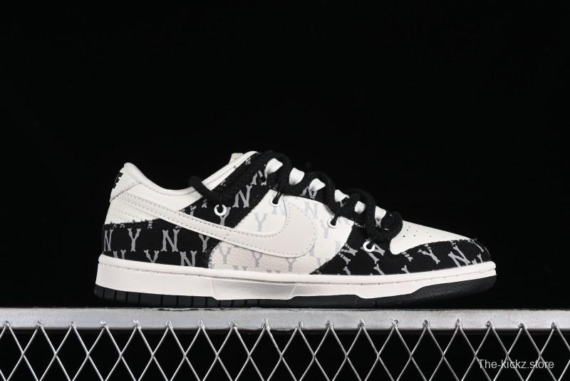 Nike SB Dunk Low MLB Strap Collaboration - Black Denim Print Anniversary Custom Low-Top Casual Sneakers - SJ2068-251