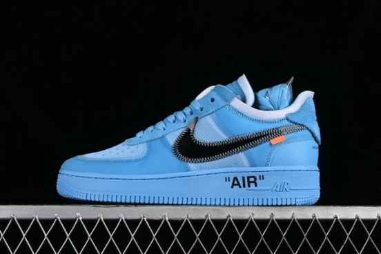 Nike Off White x Air Force 1 Low OW Collaboration Transparent Blue Casual Sneakers - AO4606-400