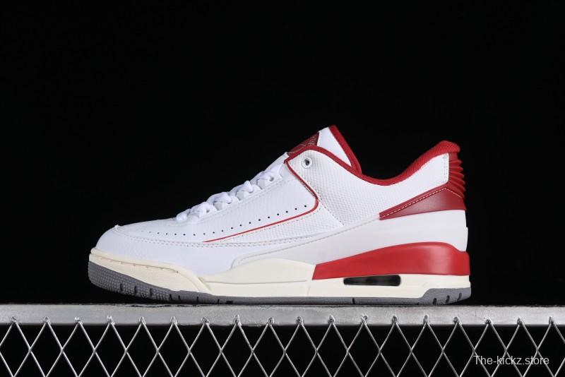 Nike Air Jordan 2/3 Retro Low Top Basketball Shoes in White/Red - FD0383-161