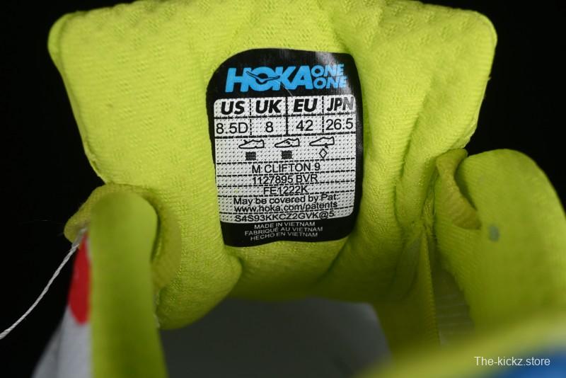 HOKA ONE ONE Clifton 9 Lightweight Knit Mesh Running Shoes with Enhanced Cushioning - 1127895 BVR