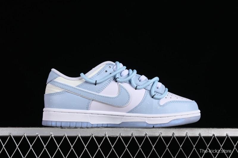 Nike Dunk Low SB Casual Sneakers in Light Blue with Sea Salt Lime Accents - FJ7743-194