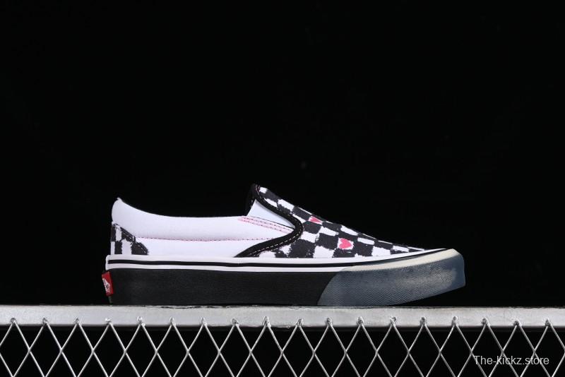 Vans Slip-On Classic Collaborative Hand-Painted Graffiti with Pink Accents and Crystal Outsole Checkerboard Slip-On - VN000CT5BPA