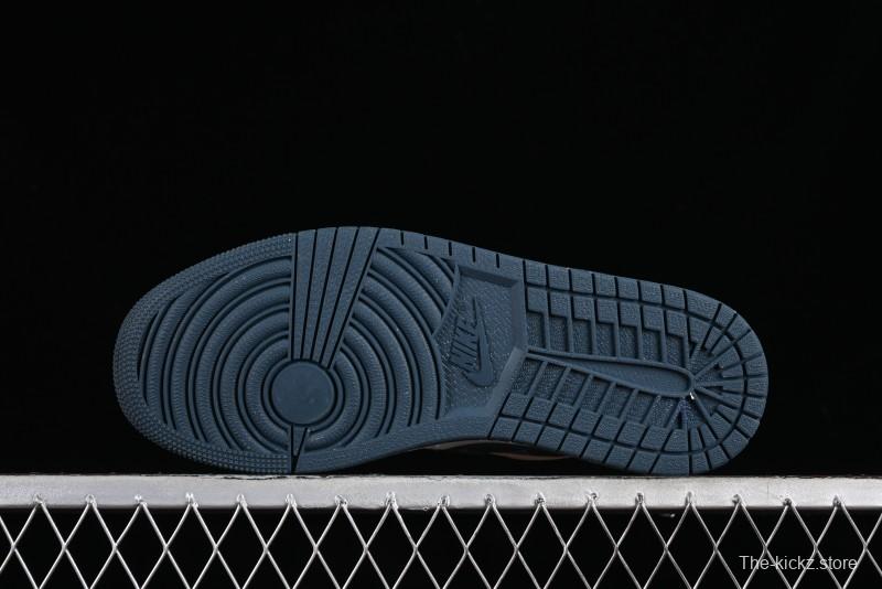 Nike Air Jordan 1 Low LV Collaboration - White with Blue Swoosh Custom Casual Sneakers - WG8850-005