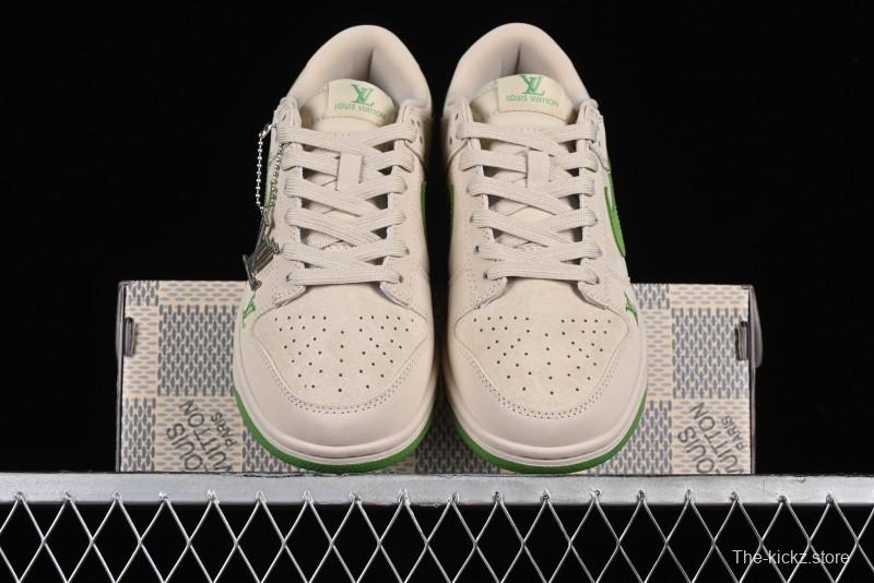 Nike SB Dunk Low LV Collaboration - Emerald City Anniversary High-End Custom Low-Top Casual Skate Shoes - XB3802-345