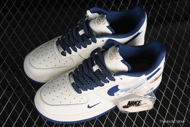 Nike Air Force 1 '07 Low Gucci Collaboration - Light Blue Linen Low-Top Casual Sneakers - XZ3398-788