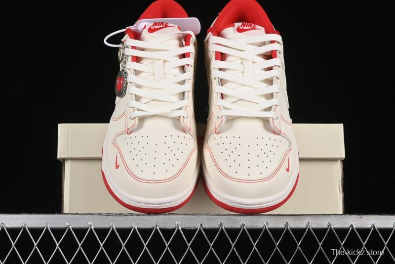Nike SB Dunk Low Comme des Garcons Collaboration - Off-White Small Red Hook Anniversary High-End Custom Low-Top Casual Skate Shoes - KK1688-100