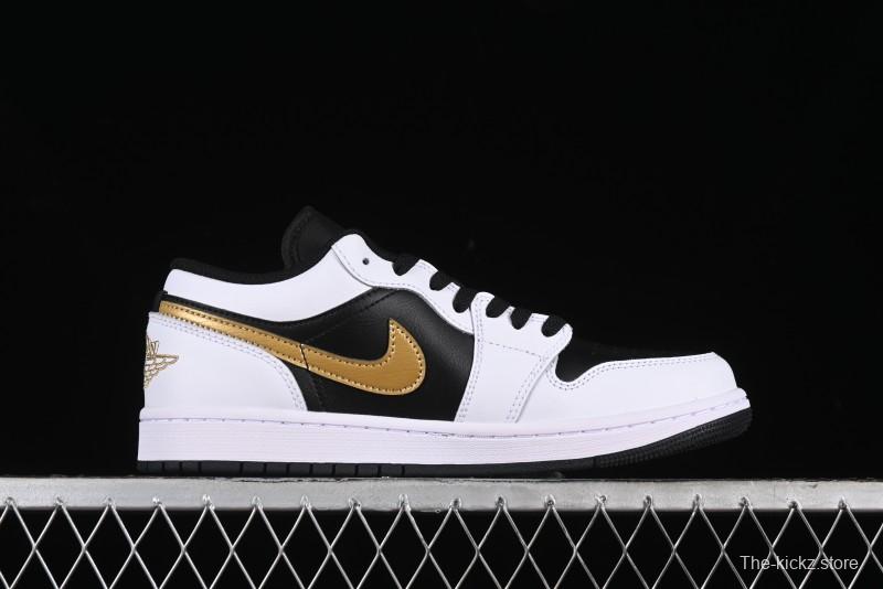 Nike Air Jordan 1 Low AJ1 Black White Gold Hook Basketball Shoes - 553558-172