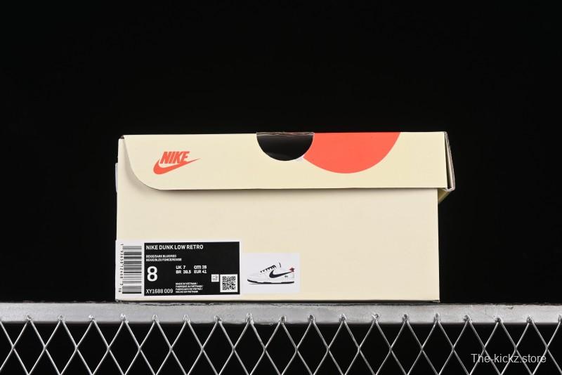 Nike SB Dunk Low Stussy Collaboration - Off White with Big Blue Swoosh Anniversary High-End Custom Low-Top Casual Skate Shoes - XY1688-009