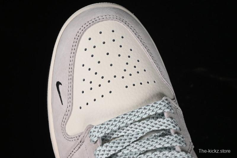 Nike Air Jordan 1 Low Stussy Collaboration - Black Blue Pigment Patchwork Retro Basketball Shoes - LJ6688-008