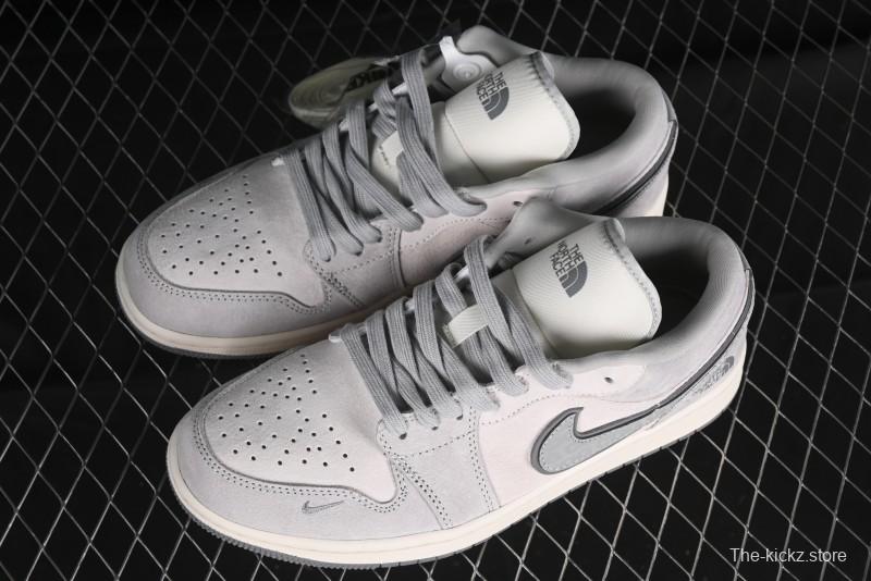 Nike Air Jordan 1 Low AJ1 The North Face Collaboration - Suede Grey Retro Basketball Shoes - DM5688-111