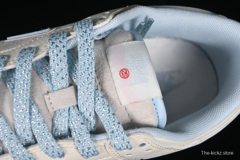 Nike SB Dunk Low Stussy Collaboration - Double Swoosh Ice Blue Anniversary Custom Low-Top Casual Skate Shoes - XX2026-101
