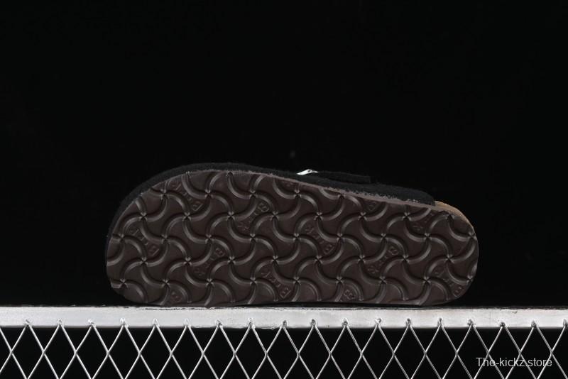 Birkenstock Half Open Toe Sandals with Smokeless Coal Wool Upper - G.D4