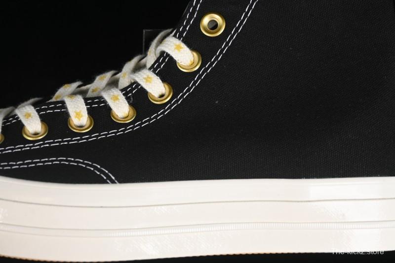 Converse Chuck 1970s High-Top Sneakers with Gold Star Accents and Classic Black & White Design - A12462C