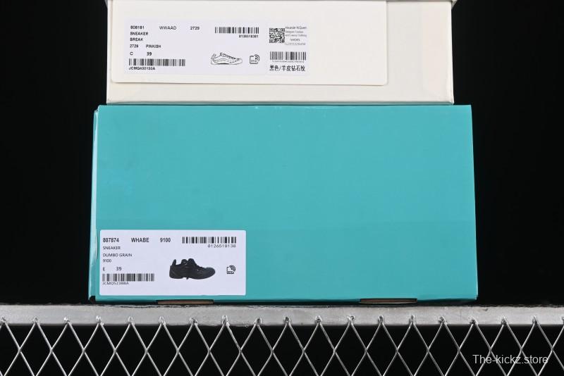 Alexander McQueen Flexion Retro Sneakers in Black with Diamond Grain Calfskin - 8.F6