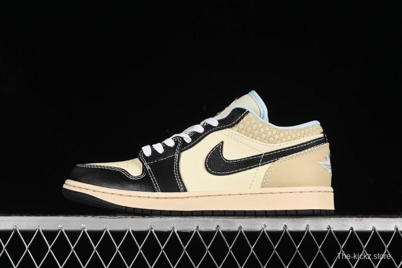 Nike Air Jordan 1 Low "Coconut Milk Black" Casual Basketball Shoes with Contrast Swoosh - HQ3437-101