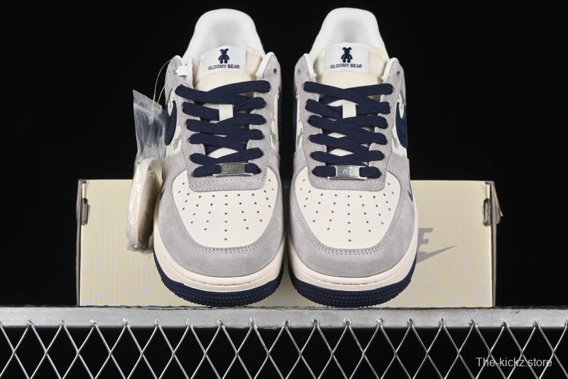 Nike Air Force 1 '07 Low Violent Bear Collaboration - Grey Blue Print Low-Top Casual Sneakers - SJ9188-001