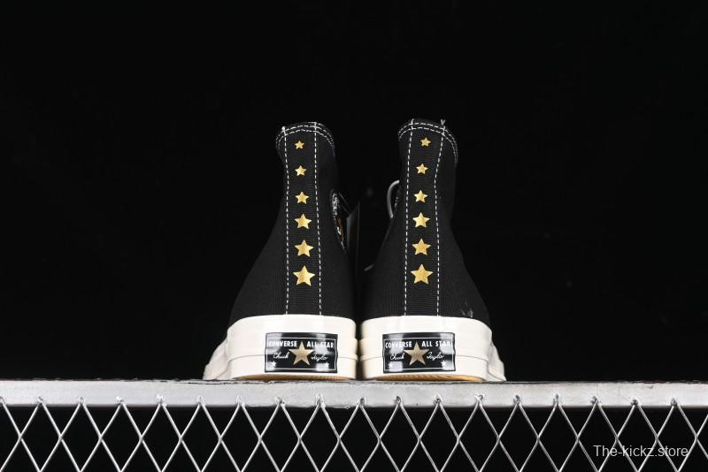 Converse Chuck 1970s High-Top Sneakers with Gold Star Accents and Classic Black & White Design - A12462C