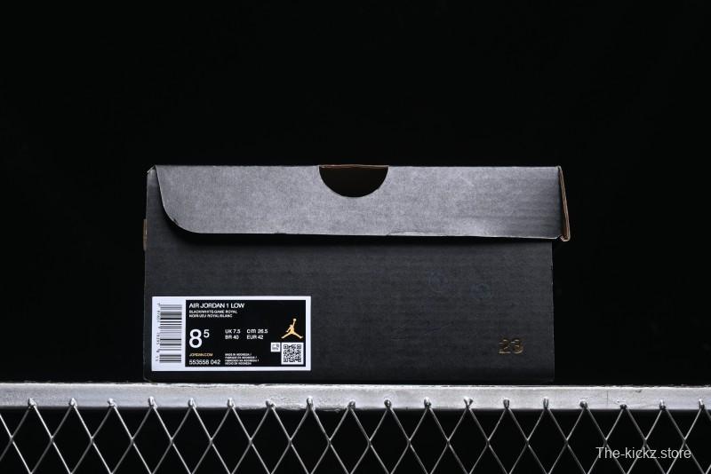 Nike Air Jordan 1 Low Retro Basketball Shoes Black Blue - 553558-042