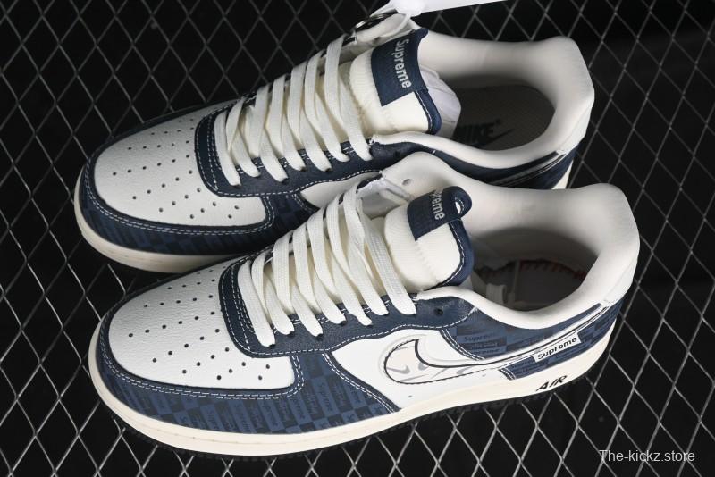 Nike Air Force 1 '07 Low Supreme Casual Sneakers in White-Blue Shadow - KK1988-009