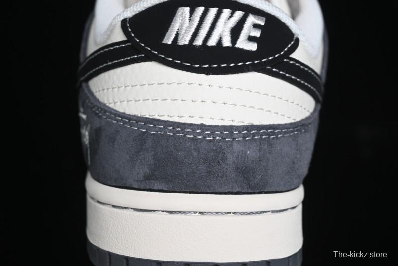 Nike SB Dunk Low Stussy Collaboration Patch Grey Black Black Swoosh Anniversary Custom Low-Top Casual Skate Shoes - MM1089-026