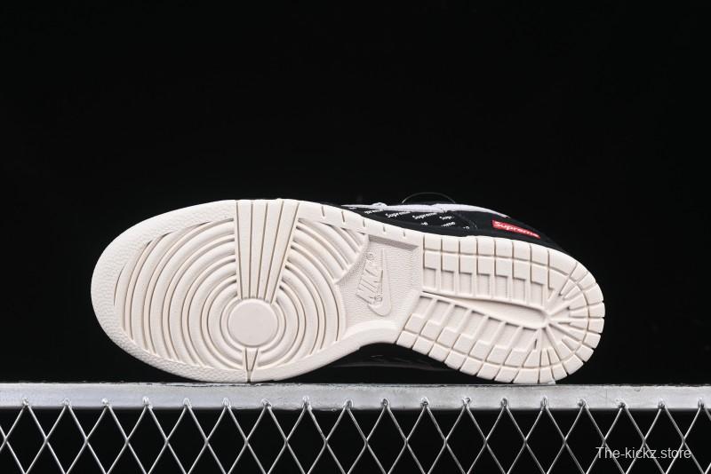 Nike SB Dunk Low Supreme Collaboration Black Grey Swoosh Anniversary Custom Low-Top Casual Skate Shoes - XS1086-011