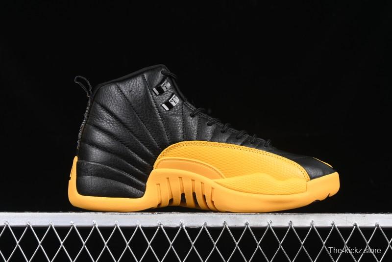 Nike Air Jordan 12 Retro Basketball Shoes in Black and Yellow - 130690-070