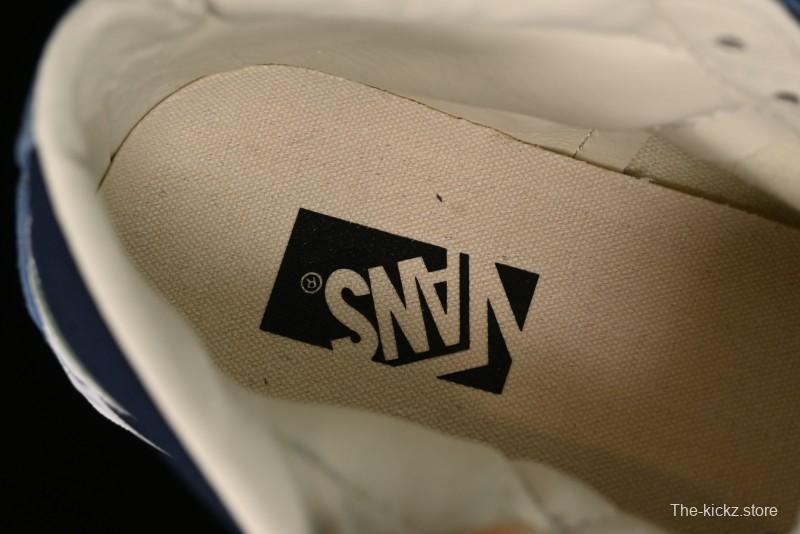 Vans Sk8-Mid Reissue 83 High-End Retro Skate Shoes with Blue Patchwork Suede - VN000CQQDWR