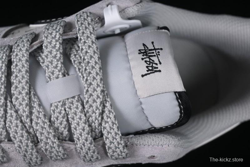 Nike Air Force 1 '07 Low Stussy Collaboration Silver Trim Black Swoosh Low-Top Casual Sneakers - XZ6188-912