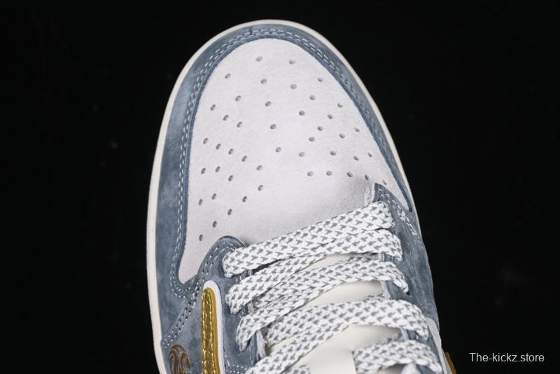 Nike Travis Scott x Fragment Design x Air Jordan 1 Low OG SP AJ1 Snake Year Limited Gold Snake Low-top Casual Sneakers - XZ2025-288