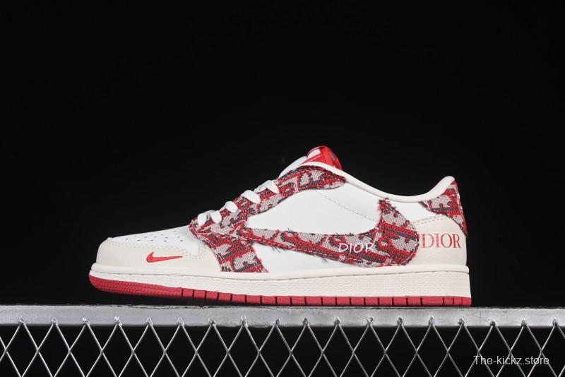 Nike Travis Scott x Fragment Design x Air Jordan 1 Low OG SP AJ1 Retro Sneakers with Unique Collaboration Design - XS2024-042