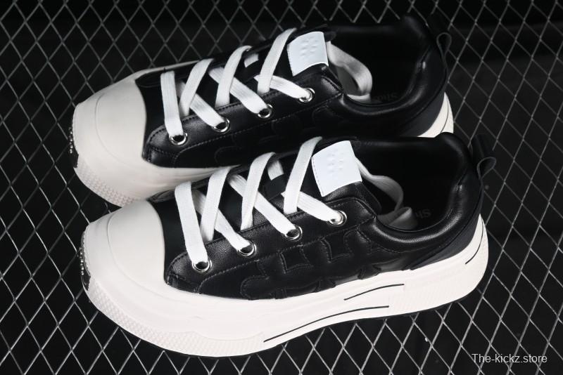 Shoot Brand Replay Black Plum Retro Comfort Leather Anti-Slip Platform Low-Top Casual Sneakers - AJD4