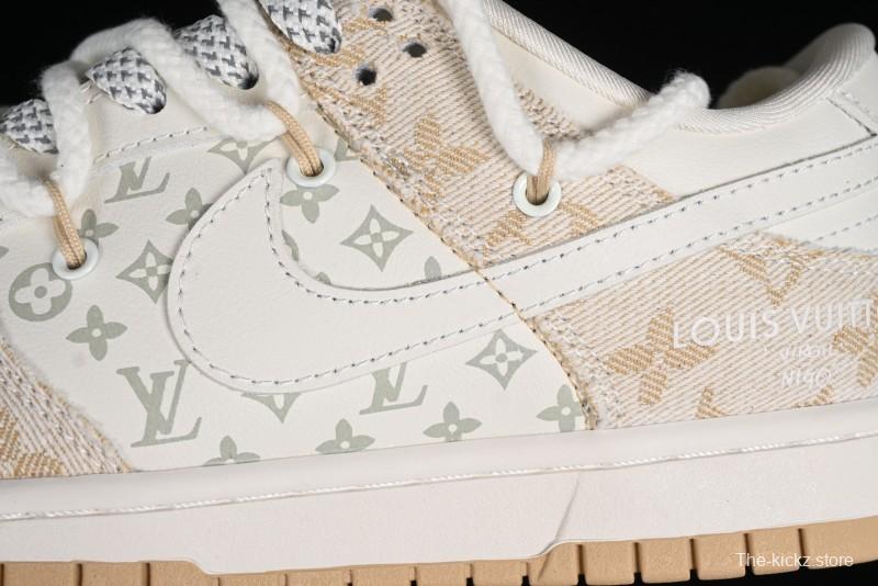 Nike SB Dunk Low LV Collaboration - Yellow Denim Print Anniversary High-End Custom Low-Top Casual Sneakers - SJ2068-247
