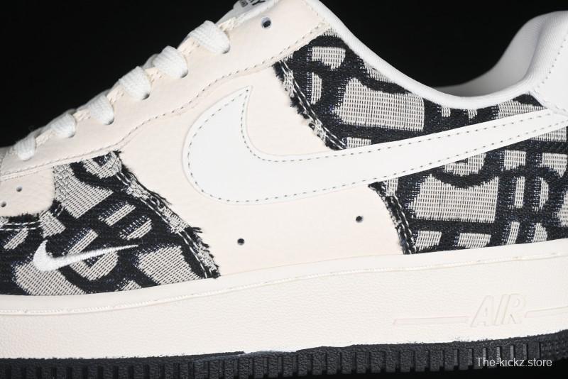 Nike Air Force 1 '07 Low Dior Collaboration Black Pattern Low-Top Casual Sneakers - DF0188-028