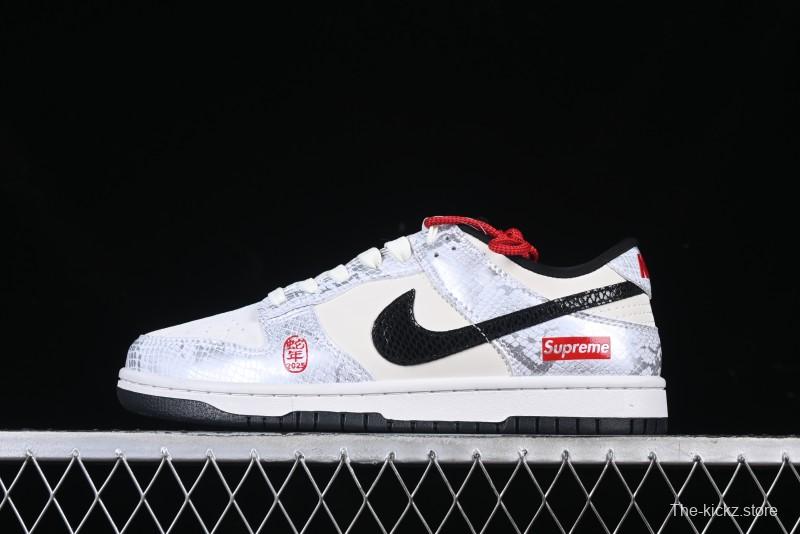 Nike SB Dunk Low Supreme Collaboration Year of the Snake Limited Edition White Snake Anniversary High-End Custom Low-Top Casual Sneakers - AG3702-852