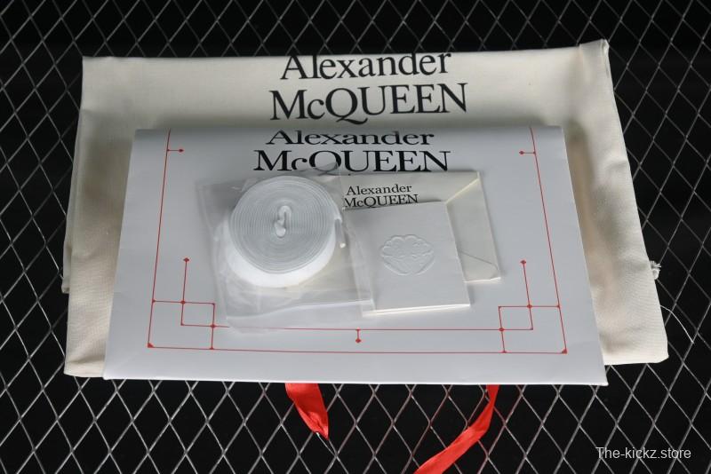 Alexander McQueen Oversized Sneakers with Mirror Silver Heel - White Leather Lace-Up Shoes