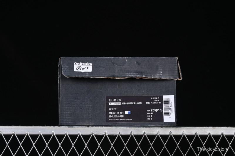 Onitsuka Tiger Vintage Runner Sneakers - White/Grey with Blue & Red Accents