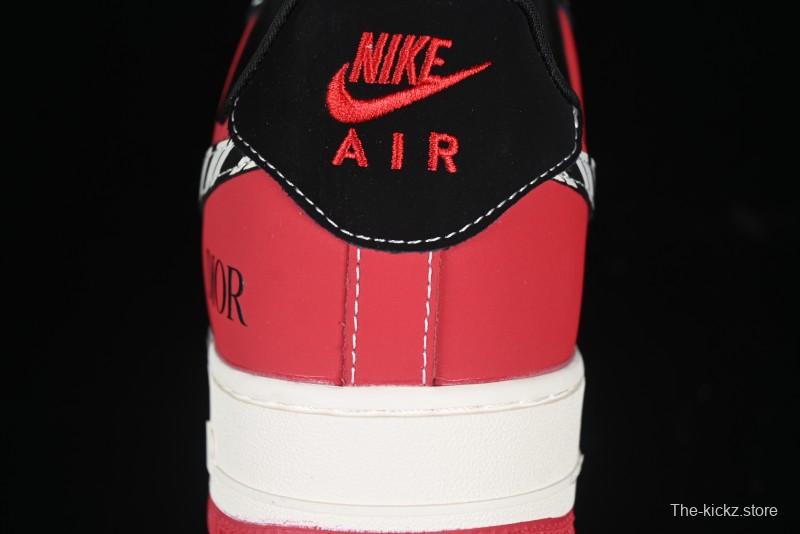 Nike Air Force 1'07 Low Dior Collaboration Red Black Zebra Print Casual Sneakers - KK1988-066