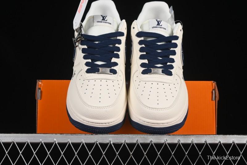 Nike Air Force 1'07 Low LV Collaboration Blue Denim Swoosh Casual Sneakers - XX3168-128
