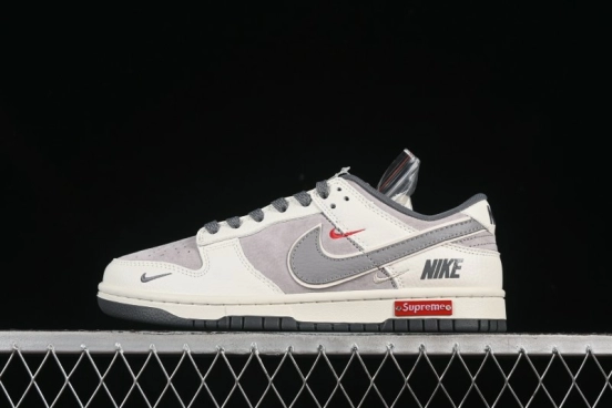 Nike SB Dunk Low Supreme Collaboration Triple Swoosh Cream Grey Low-Top Casual Skate Shoes - SC9207-408