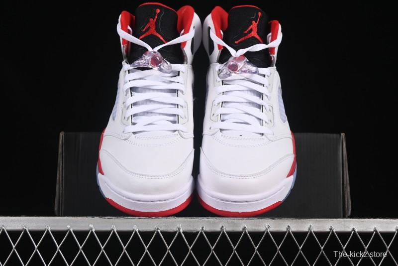 Nike Air Jordan 5 Retro Basketball Shoes Fire Red Black Tongue - HQ7978-101