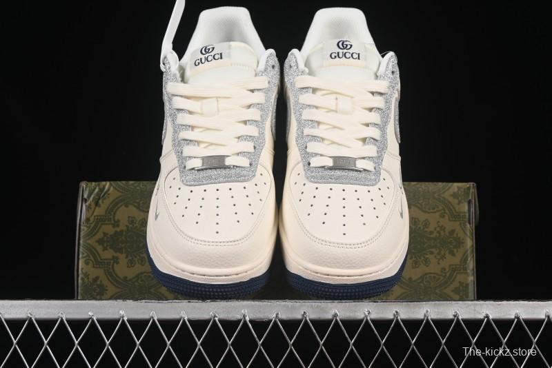 Nike Air Force 1 '07 Low Gucci Collaboration Silver Swoosh Casual Sneakers - XS1958-546