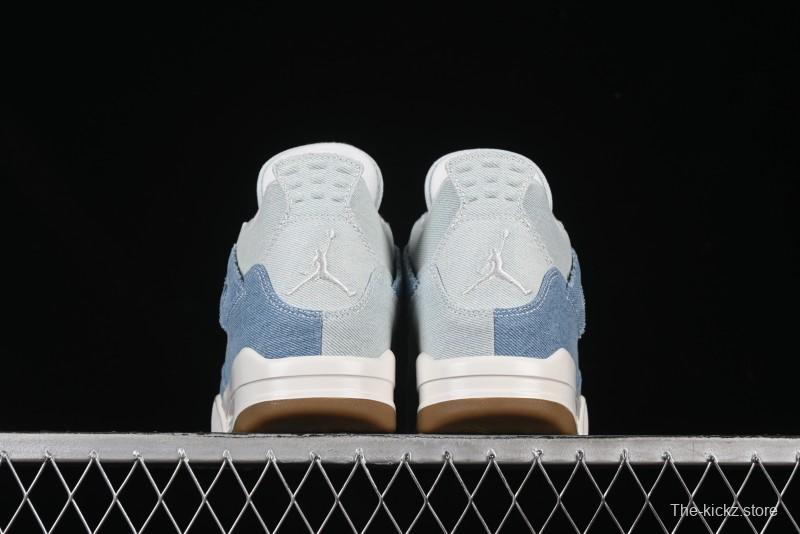 Nike Air Jordan 4 Retro Denim "Worn Blue" Sneakers with Distressed Wash Finish - IB6716-100