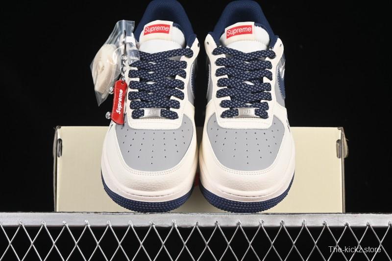 Nike Air Force 1 '07 Low Supreme Collaboration Grey Blue Casual Sneakers - HH7518-054
