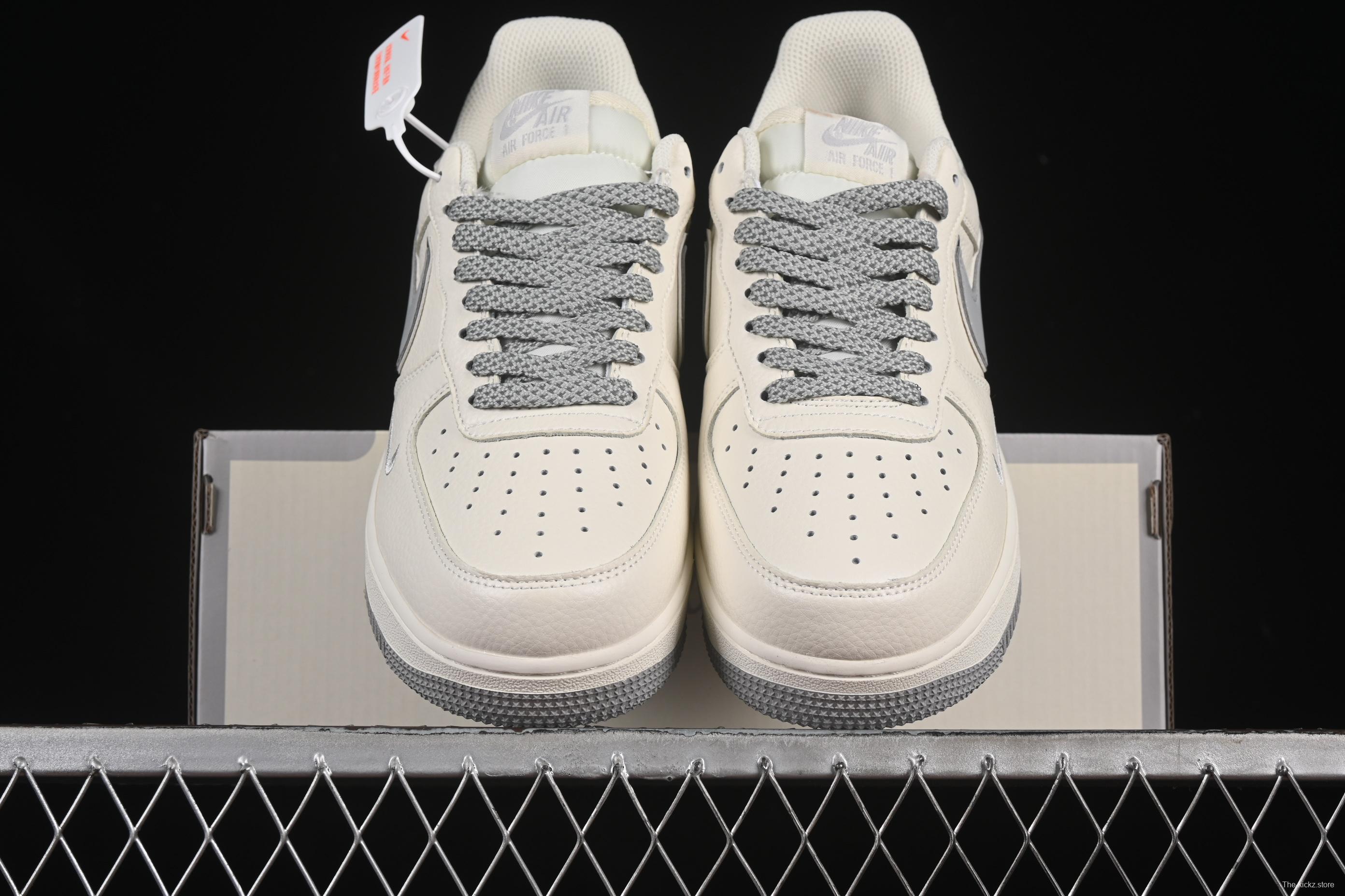 Nike Air Force 1 '07 Low Dream White Grey Swoosh Casual Sneakers - DR2024-106